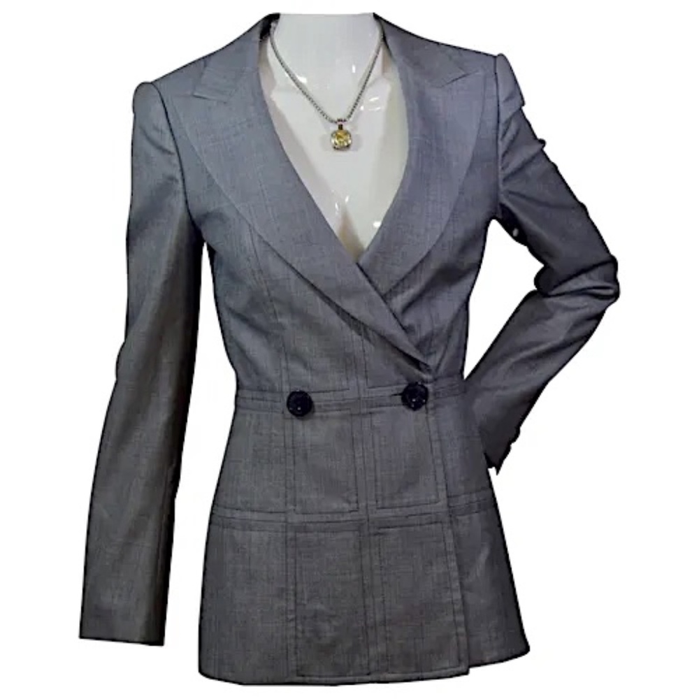 Escada Charcoal Gray Double Breasted  Blazer Winter wear  Wool/Silk 🇮🇹